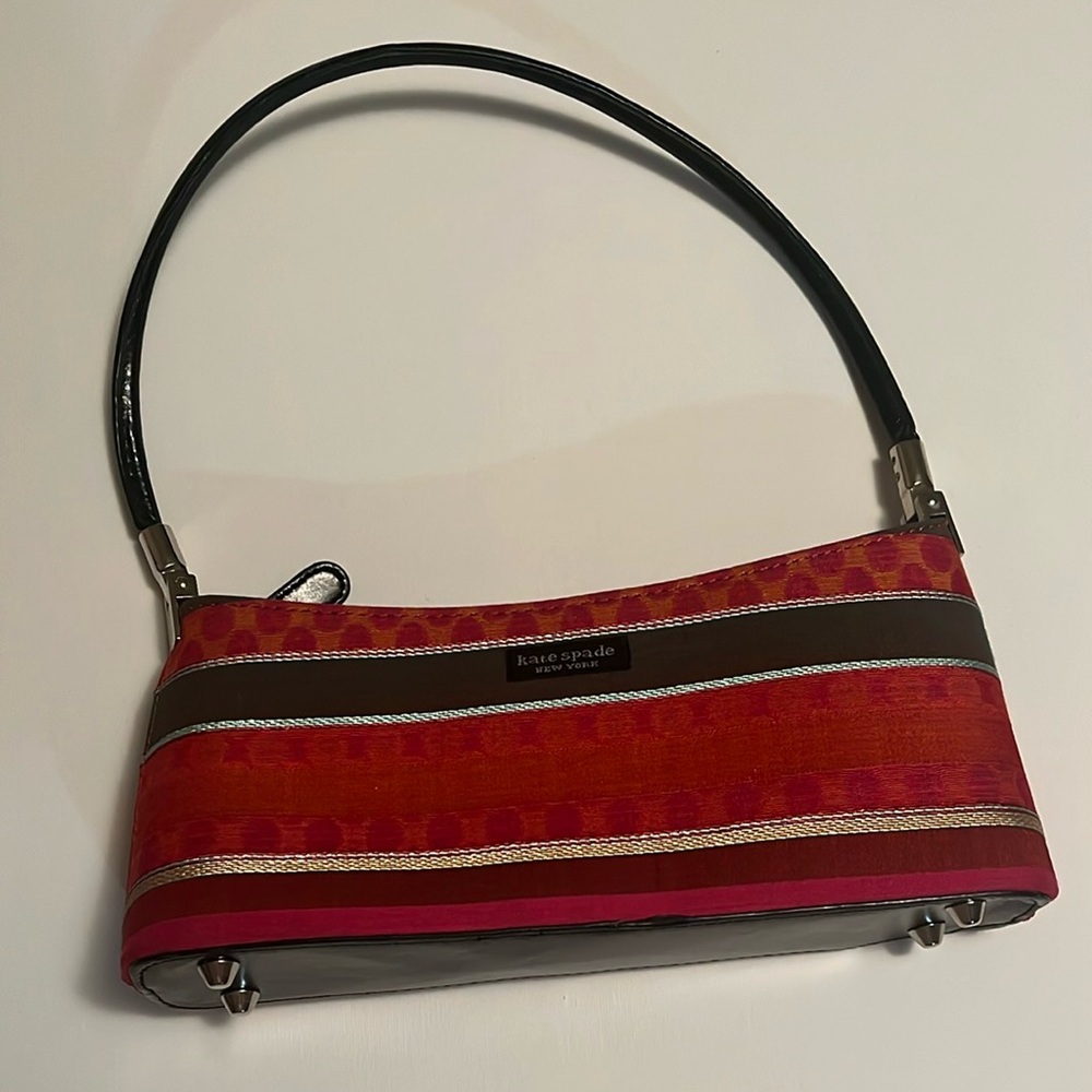 Kate Spade Orange and Pink Shoulder Bag with Bold Stripes